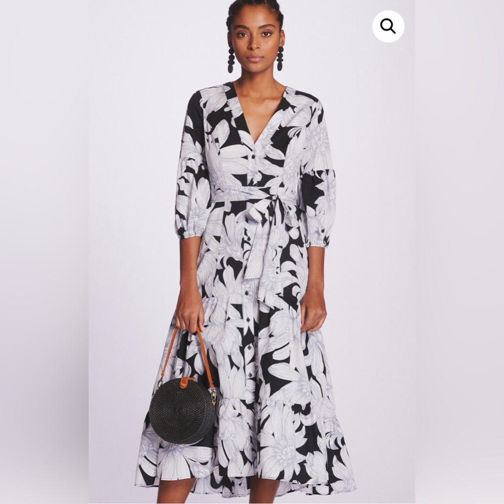 NWT Anthropologie Maeve Puff-Sleeved Midi Dress Medium